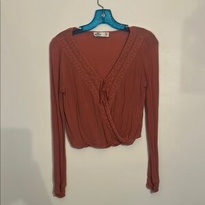Hollister Terracotta Wrap Blouse